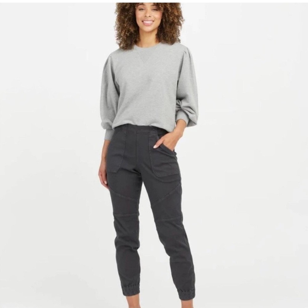 Spanx Stretch Twill Cargo Jogger Womens Small Gray 20319R Utility Pants